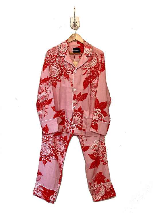 Pijama Estampado - Floral - Fundo Rosa