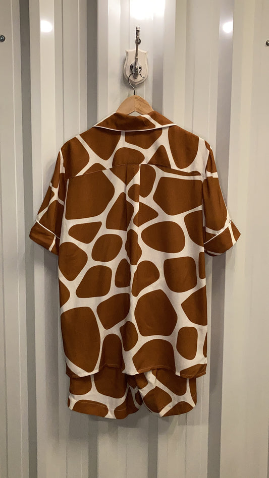 Pijama CURTO Estampado - Girafa off/bege